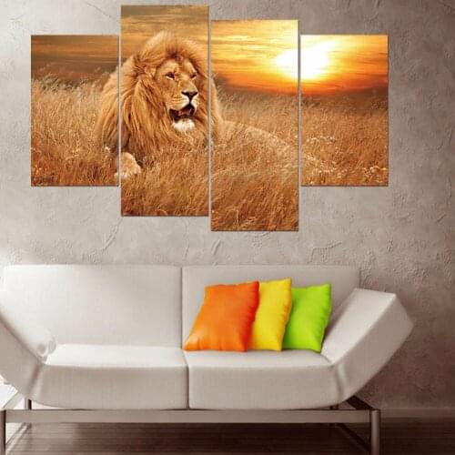 4pcs/set African Lion Combination 3D DIY Wall Stickers Home Decor Living Room Creative Self-adhesive Art Mural Removable Poster