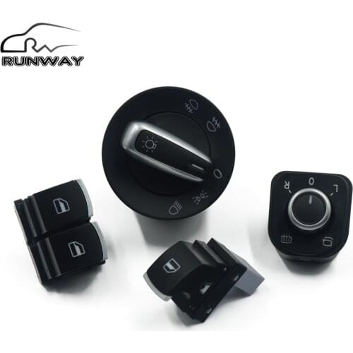 4PCS/SET High Quality Headlight Mirror Window Control Switch for Volkswagen VW Eos Golf Mk5 MK6 GTI RABBIT R32 Polo 6R 4PCS/SET