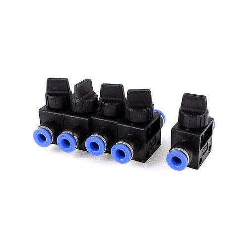 5 Pcs 6mm to 6mm One Touch Fitting Pneumatic Connector Hand Valve