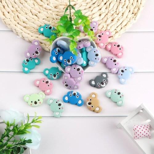 Kovict 50/100/200pcs Silicone Beads Mini Koala bead Baby Silicone Teether Food Grade Rodents DIY Baby Teething Toys