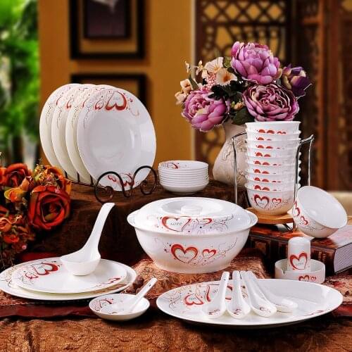 56 Jingdezhen ceramics tableware romantic bone china dishes set SVL6LFFP