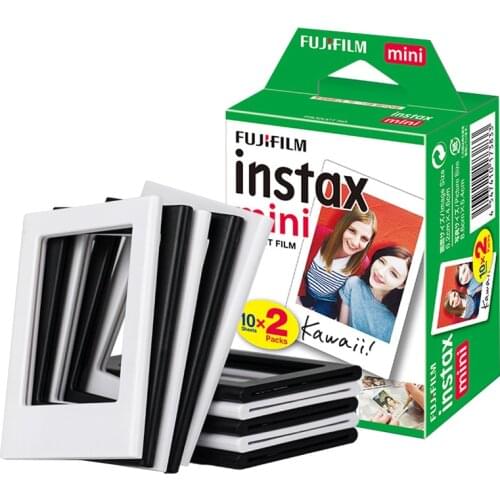 20 Sheets FujiFilm Instax Mini White Film and 10pcs Magnetic Magnet Photo Picture Frames for Instax Mini 11 9 8 70 7s 90 25 SP-2