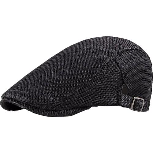 Men Summer Mesh Beret Hat Women Solid Color Casual Cap Newsboy Detective Waiter Chef Painter Restaurant Worker Artist Gorra