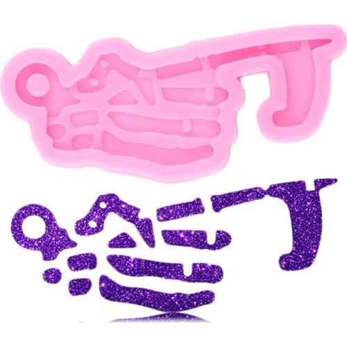 Shiny Glossy Halloween Skull Finger Silicone Mold Craft Epoxy Resin Keychain Molds Handmade Polymer Clay Charms Jewelry Moulds