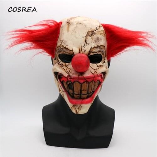 Joker Scary Latex Cosplay Costumes Masks Hair Clown It Halloween Clown Terror Terrified Women Men Mask Props Elm Street Helmet