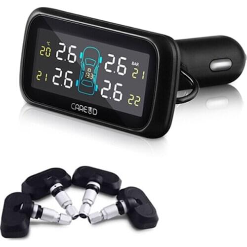 Hot TPMS U903 Tire Pressure Monitoring 4 PCS Built-In Sensor Tire Pressure Cigarette Lighter Power Supply Universal Alarm