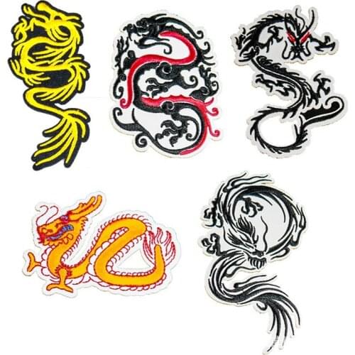 Fine Chinese Dragon Embroidered Patches Creative Black Dragon Applique Handmade DIY Clothes Sewing On Supplies Accessories Decor