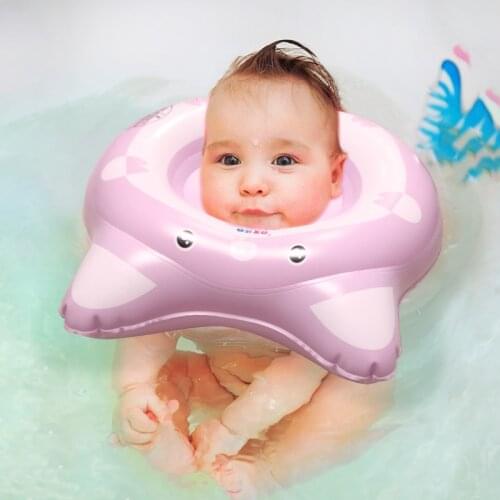 Baby swimming ring newborn inflatable neck circle swim pool infant float pink pig bathing toy