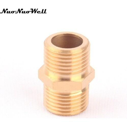 2pcs NuoNuoWell 1/2" Brass Thread Nipple Garden Irrigation Watering Straight Connector Fittings Gas Pipe Adapter Metal Parts