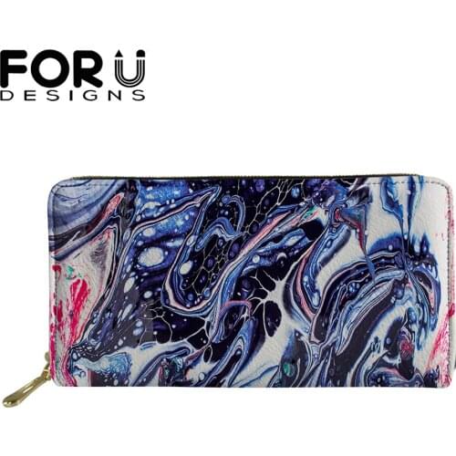 FORUDESIGNS Hot Selling Women Long Leather Purse Marble Pattern Design Coin Money Leather Purse Card Holder Passport Sac Mujer