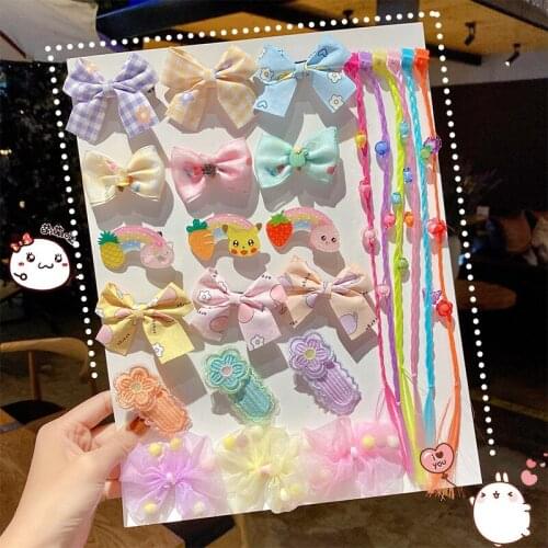 Cute girls hair dress baby cartoon fruit edge clip bowknot hairpin a word candy color spread the tassel headdress