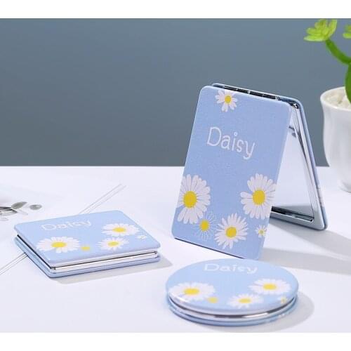 Cartoon Portable Double Faced Mirror Small Fresh Folding Dressing Mirror GoOut Makeup Mirror Girl Student Collapsible Practical