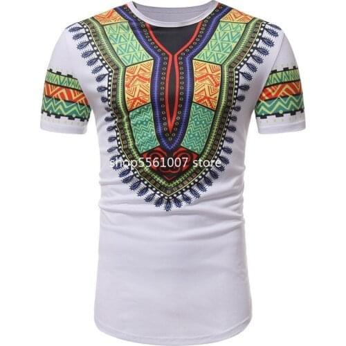 Mens Hipster African Tribal Dashiki T Shirt Summer Short Sleeve Men African Clothes Streetwear Casual African Tee Shirt Homme