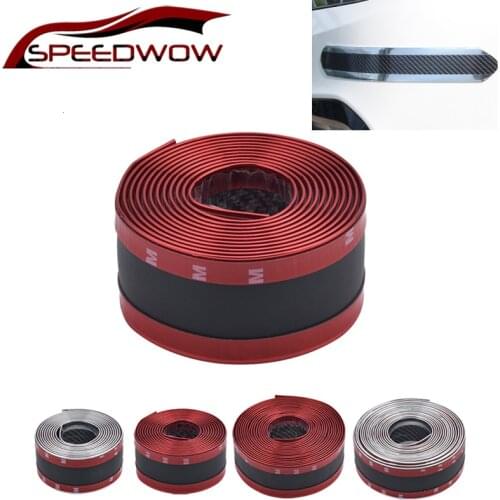 SPEEDWOW Car Bumper Strip Carbon FiberRubber Front Rear Edge Corner Guard Strip Bumper Door Pedal Trim Bumper Car Stickers