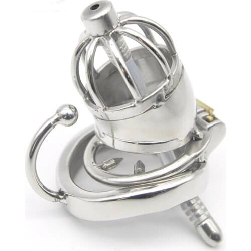 Stainless Steel Male Chastity Cage With Urethral Catheter Metal Cock Ring Penis Cage Bird Lock Chastity Device Sex Toys For Men