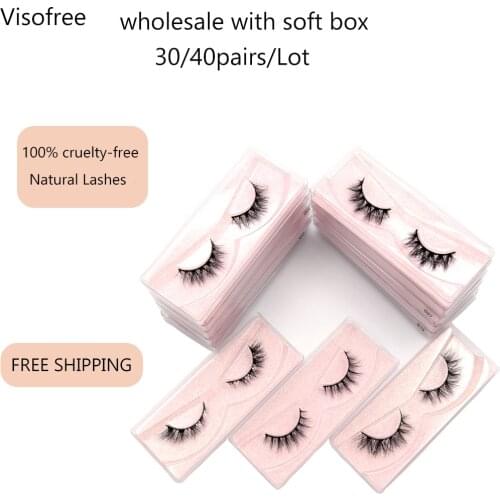 Visofree 30/40pairs Mink Eyelashes Reusable Make Up Mink Lashes Handmade Natural Long Eyelashes Fluffy Lashes Black Band Lashes