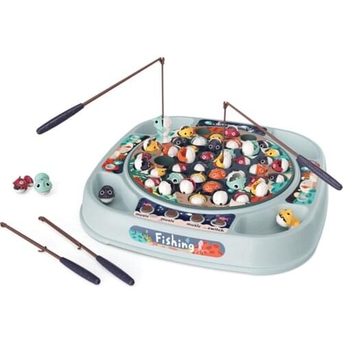Training 45 Simulation Fish Rotating Birthday Gift Fishing Toy Set Board Game For Kids Fun Home With Music Multi-function