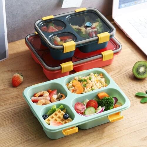 3-color plastic simple lunch box with soup bowl childrens lunch box can be microwave office workers with lunch box snack plate
