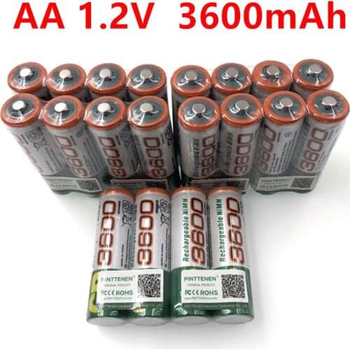 Genuine AA/AAA Rechargeable Battery 1.2V 3600mah AA NI-MH Battery for Camera Flashlight Toy Remote Control PreCharged