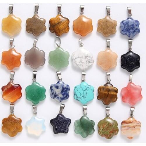 10PCS Natural Stone Quartz Crystal Tiger Eye Aventurine Pendant for DIY Jewelry Making Necklace Accessories Wholesale