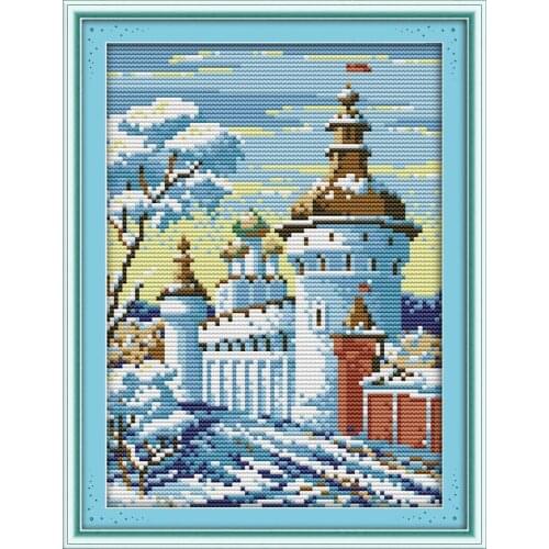 Snowcastle cross stitch kit flowers 14ct 11ct count printed canvas stitching embroidery DIY handmade needlework plus