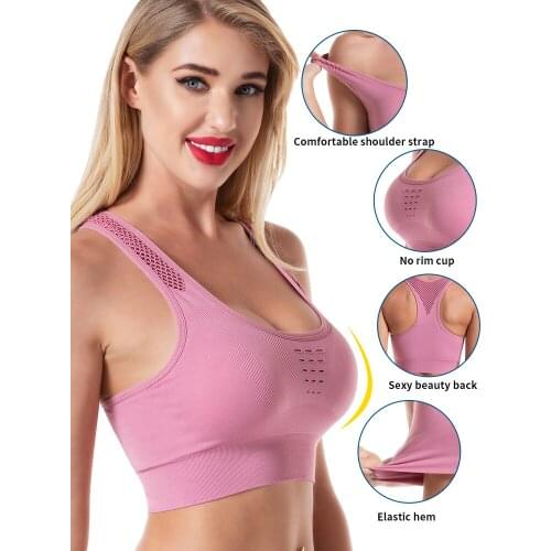 Womens Fitness Sports Bra Yoga Gym SportsTop Underwear Mesh Sexy BreathableTops Straps Tank Tops Push Up Bra Seamless Lingerie