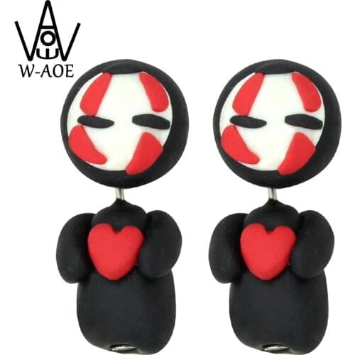 TTPAIAI 30 Handmade Polymer Clay Slender Man Earrings For Women Girls Fashion Jewelry Cartoon No-Face Stud Earrings Kids Gift