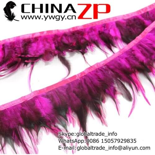 Leading Supplier CHINAZP Factory Price Unique Dyed Hot Pink and Black Rooster Saddle Feathers Trim