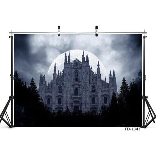 Halloween Church Moonlight Pine Tree Photographic Backgrounds Vinyl Backdrops Photo Studio for All Saints' Day Photobooth