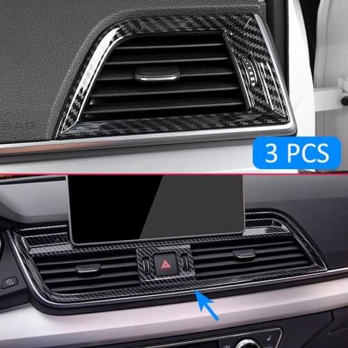 For Audi Q5 FY SQ5 LHD 2017 2018 2019 2020 Carbon Fiber Interior Dashboard Air Vent Cover Surrounds