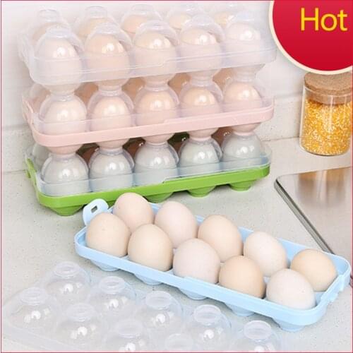 Refrigerator Egg Storage Box Fridge Fresh Egg Tray Holder With Lid Plastic Egg Carton Organizer Kitchen Accessories