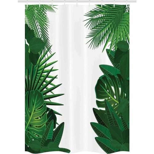 Leaf Stall Shower Curtain Exotic Fantasy Hawaiian Tropical Palm Leaves with Stylish Floral Graphic Artwork Fabric Bathroom Decor