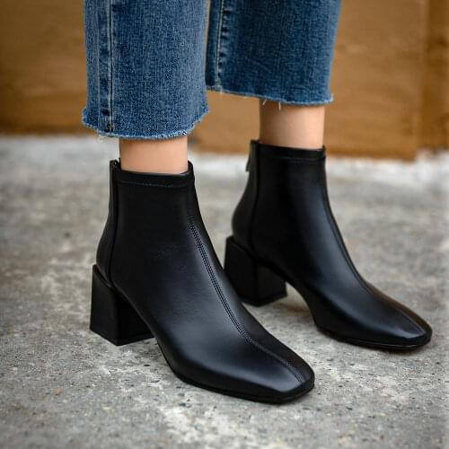 European Genuine leather Women boots Chelsea boots fashion Short boots Autumn and winter boots Womens shoes