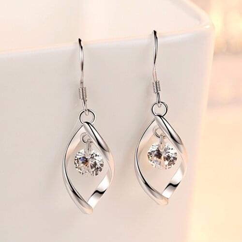 Simple Female Earrings Silver Color Long Tassel Cubic Zirconia Earrings for Women Twist Fashion Wedding Jewelry Oorbellen