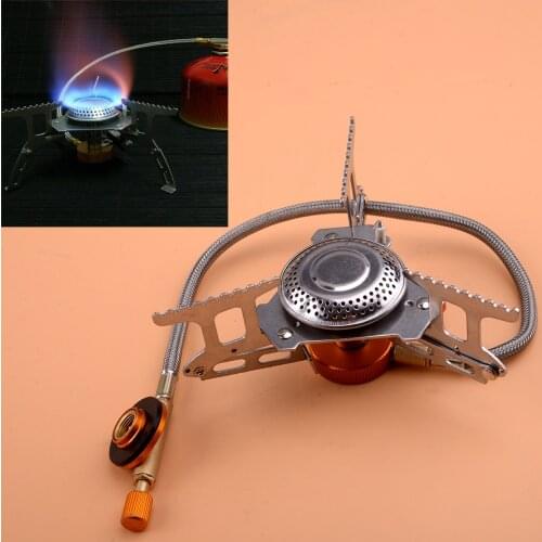 1pc 3500W Silver Outdoor Picnic-Gas Burner Portable Backpacking Camping Hiking Mini Stove