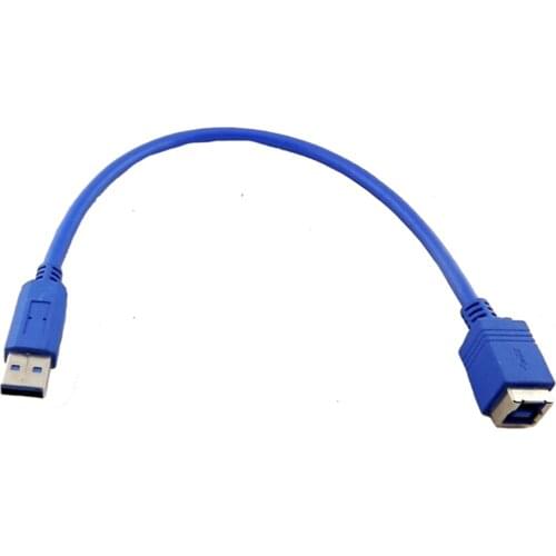 1x High Speed USB 3.0 Type B Female Jack To A Male Plug Printer Adapter Connector Cable 1ft/30cm Blue