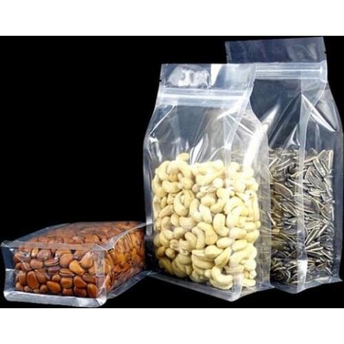 100Pcs Big Capability Food Moisture-proof Bags,Clear Bags Stand Up Pouch, Flat Bottom Packaging Bags for Snack Cookies Baking