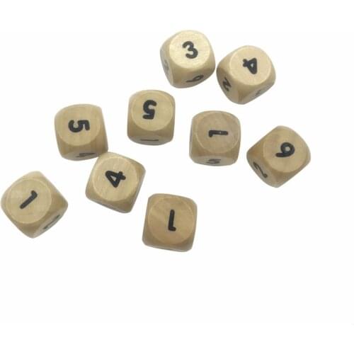 16 mm Woodiness Digiyal Dice 50/100/100/500 Pcs/Lot Solid Wood Rounded Corner Environmental Dice Teaching Dice Set Board Game