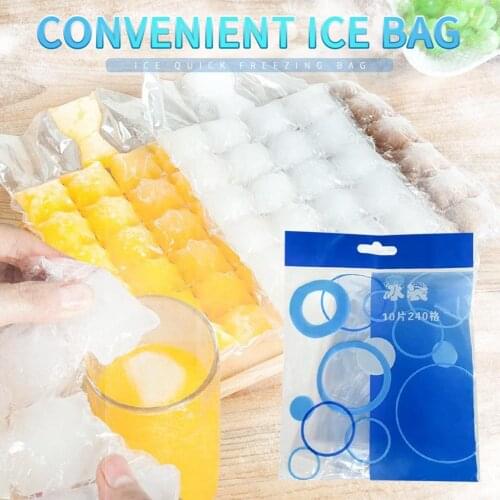 24 Grids Plastic Ice Bag One-time Clear Popsicle Bags Ice Cream Storage Bags Kitchen Dining Bar Accessories Supplies 10 PCS