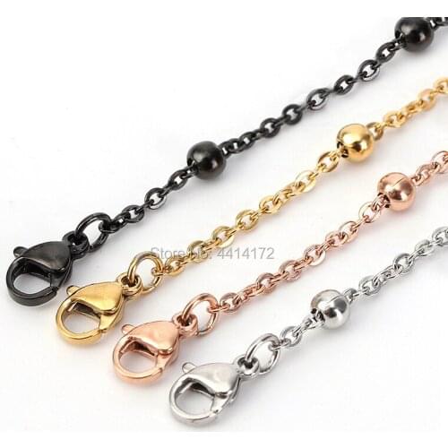 50pcs 1.5mm 2mm Good Quality Stainless Steel Round Bead Ball Cable Chain Pendant Necklaces Lady Womens DIY Jewelry Bulk Sales