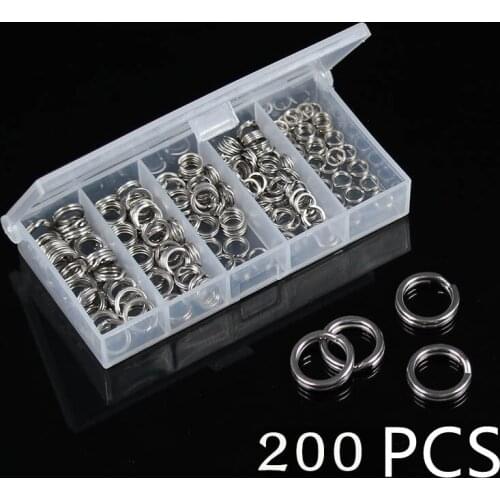 200 PCS Polished Silver Color Keyring Stainless Steel Hole Key Ring Key Chain Rhodium Plated Round Split Keychain