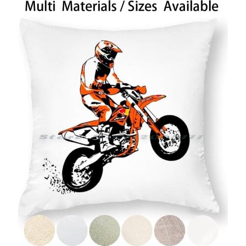 Supermoto Racing Pillow Case Throw Pillow Cover Cotton Linen Flax Sx Sm Supermoto Motocross Moto Cross Supercross Motorcyclist