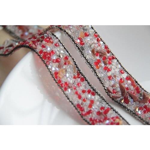 Black Rhinestone Beaded lace trim, rhinestones apliques cristales trim parches iron on lace trimming motif patches for clothing