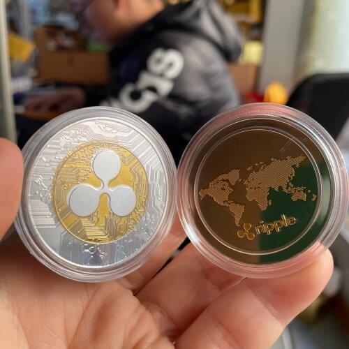 Ripple Non-currency Coin Physical Silver and Gold Plated Commemorative Crypto Coin Cryptocurrency Collectible Great Gift