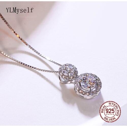 Elegant Real sterling silver pendant necklace nice statement jewelry white suspension best gift charm 925 pendants
