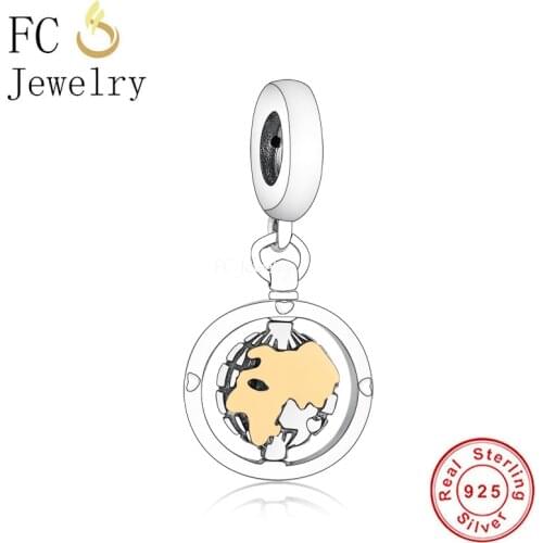 FC Jewelry Fit Original Brand Charm Bracelet 925 Silver Gold Color Plate Mainland Earth Bead For Making Women Berloque 2021 New