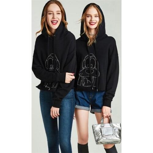 HAVVA 2020 Early Autumn New Terry Double-ply Infilled Long Pile Cotton Combination Embroidered Hoodie V5789