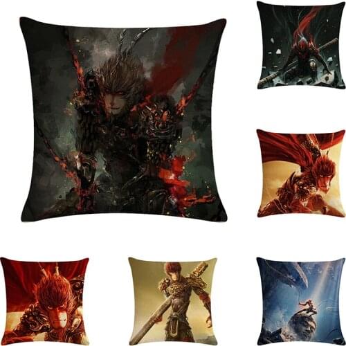 Chinese Famous Cartoon Monkey Printed Linen Cushion Cover Home Decor Pillowcase Sofa Decoration Pillow Case ZY895