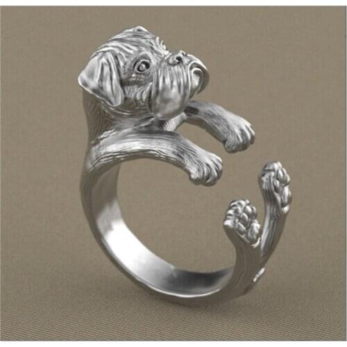 Newest Listed Handmade Boxer Dog Ring Retro Animal Ring Pet Lovers Gift Idea(4 Colors Free Collocation)