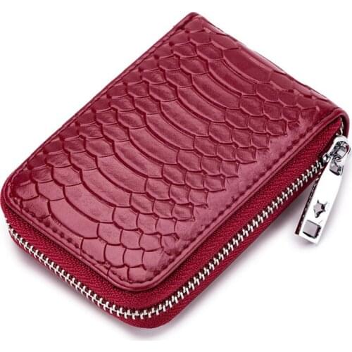 Genuine Leather Small Wallets Card Holder Coin Purse Womens Cowhide Multi Card Position Female Zipper Card Case